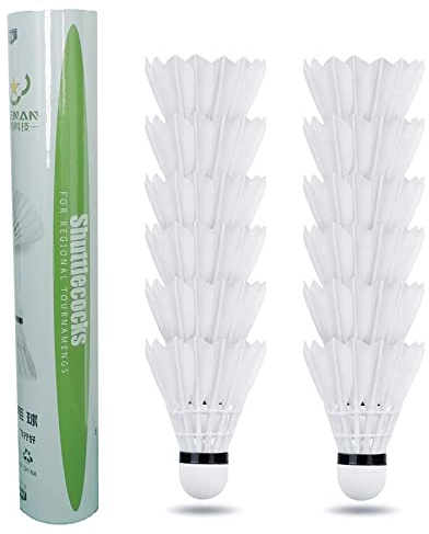 ZHENAN Goose Feather Badminton Shuttlecocks,12 Pack Feather Badminton Birdies-Hight Speed Training Birdie Ball for Indoor and Outdoor Sports,Highly Stable & Durable Shuttle Balls