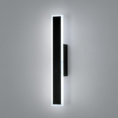 DELIPOP Aplique Pared Interior LED, 12W Regulable 3 Temperatura de Color Lámpara de Pared Moderna, Negro Iluminación Luz pared LED Aluminio para Dormitorio Estudio Comedor Pasillo, 3000K/4500K/6500K