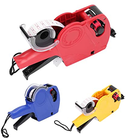 Kit de Pistola de Precios de 8 Dígitos Rojos, Máquina de Etiquetado Manual, Herramienta de Marcado de Precios con Tinta de Repuesto(Rojo)