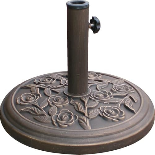 Garden Mile Parasol de jardin à manivelle avec tige en acier et manivelle Noir 2,7 m, Base de parasol de 9 kg, 2 meter