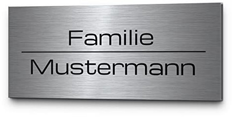 Edelstahl Türschild mit Gravur | Namensschild für die Hauswand in 8x3,5 cm aus hochwertigem V2A Edelstahl mit Deinem Namen und großer Motivauswahl