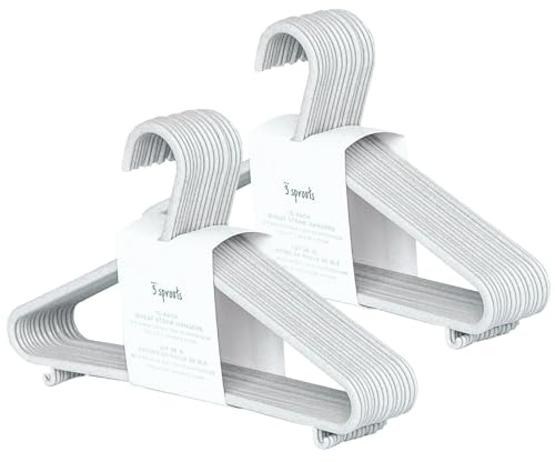 3 Sprouts - Kleiderbügel für Kinder – Baby und Kleinkinderkleidung - Nachhaltige Kleiderbügel aus Weizenstroh Kunststoff, 30 Stück - Grau