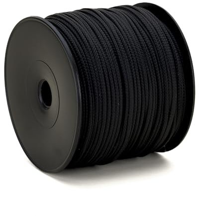 Corde tressée Polypro Noire Ø 2MM Bobine 100M - Cordage extérieure, Corde Bricolage, cordelette DIY, Noir
