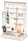 Schmuckständer, Schmuckhalter, Schmuckbaum-Kettenhalter mit Aufbewahrungsbasis, Schmuck Ketten Organizer Ständer mit 15 Haken, für Halsketten Armbänder Ohrringe Ohrstecker Ringe, Geschenkidee, weiß