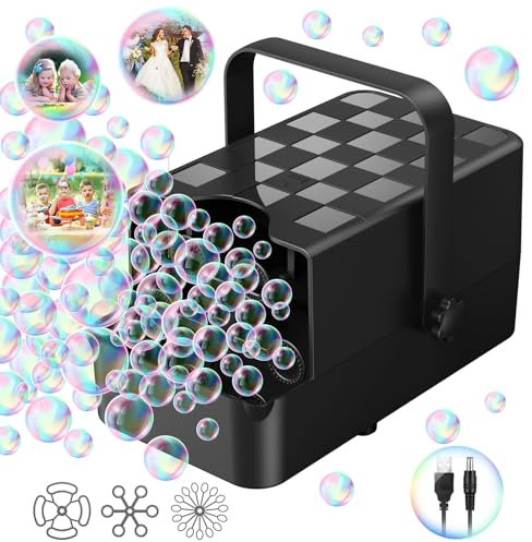 Panacare Machine à bulles améliorée avec 2 vitesses, plus de 10 000 bulles/min, pour faire des grands/moyens/petits pour les tout-petits, cadeau d'été, fêtes intérieures et extérieures, anniversaires
