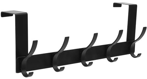 Perchero Puerta, Ganchos Colgador Puerta, Gancho para Mampara de Ducha Baño, Gancho de Ducha Percha Puerta, Perchero para Puerta Sin Taladrar, Gancho de Puerta para Colgar Ropa, Negro