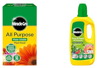 Miracle-Gro All Purpose water Soluble Plant Food, 1 kg & Pour and Feed Liquid Plant Food, 1L