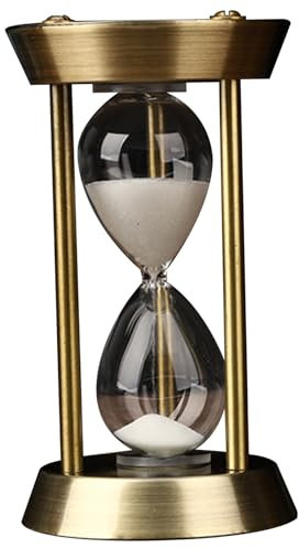 Timer de sable de 3 minutes Sourage de sablier 3 minutes Timer de sable en laiton précis avec base en métal et décoration de sable blanc horloge de sable pour les cuisines, bureaux, cadeau de bureau