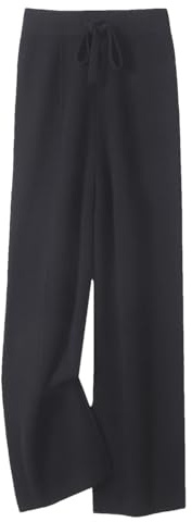 Pantaloni da donna in lana lavorata a maglia, a gamba larga, in morbido cashmere caldo