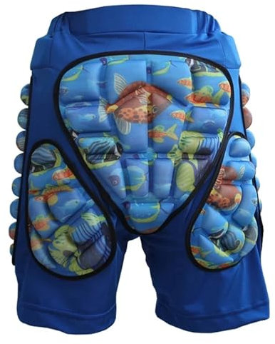 Skifahren Gepolsterte Schutzhosen Kinder Outdoor Roller Skating Schutz Hüfte Gepolsterte Shorts Knie Pad Schutz Ski Snowboard Shorts Skifahren Rollerskates Protektor Hüftpolster Protektorenhose(Blue