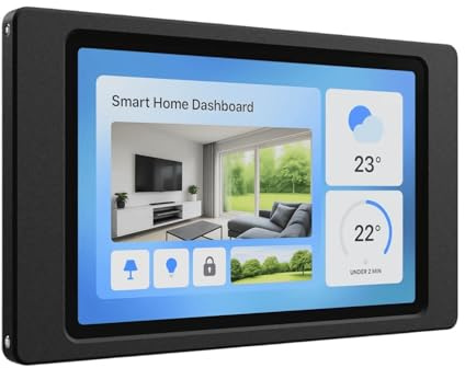 Cleverstation Tablet Wandhalterung für Lenovo Tab M10 (3. Generation, 10,1 Zoll, TB328) - Passgenauer & Flacher Rahmen für Smart Home Display & Dashboard - Feste Montage mit Kabelführung - Schwarz