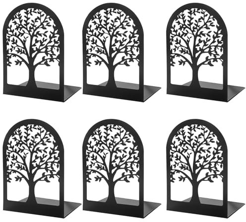 6 Stück Buchstütze, Buchstützen Metall Schwarz, Bücherstütze Bücherständer, Buchhalter Regal, Bücherhalter Book Holder Buchhalter Regal für Büro, Schule, Zuhause(8.5X12X17.5cm)
