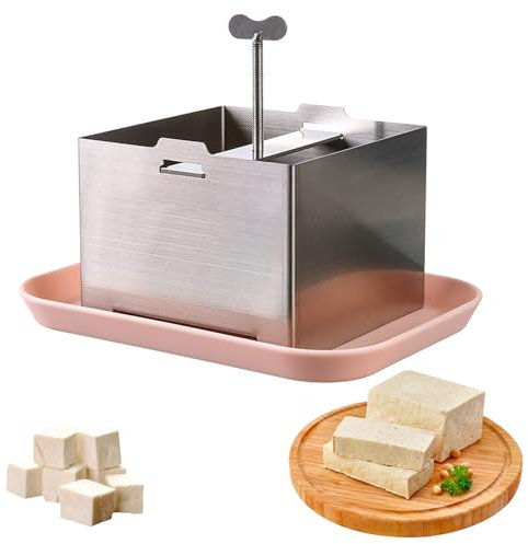 HAMON Tofu, pressa per tofu in acciaio inox, kit per tofu, strumento multifunzione fai da te, pressa per tofu, pressa per tofu, per cucina, ristorante, tofu maker con garza e vassoio antigoccia