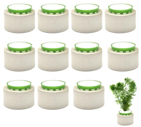 HEHIPLE 12 Pack Aquarium Plant Weights, Aquatic Plants Fixed Ring Set, Anti-Floating Ceramic Aquarium Plant Rings, Aquarium Landscape Decoration Fish Tank Accessories 1.8 x 1.3 Inch