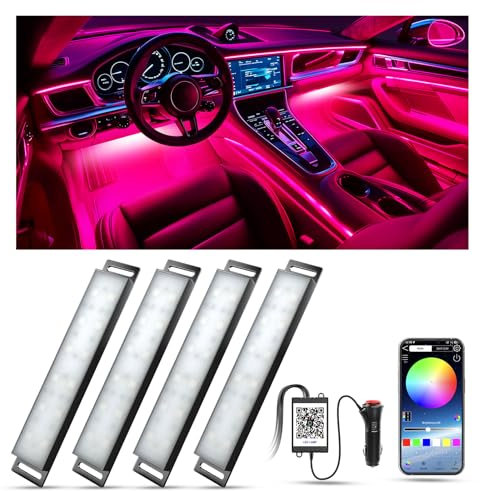 YiLaie Car LED Interior Lights,RGB Ambient Lighting Car with APP Control and 16 Million Colours, Music Mode, Colour Memory, Suitable Accessories Gifts for Men or Women, DC 12V