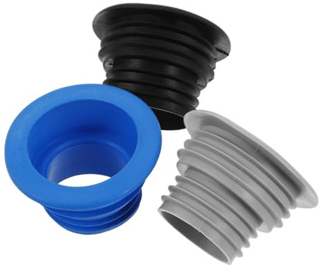 BESTYASH 3pezzi Tappo Per Tubo Di Scarico in Silicone Anello Di Tenuta Per Fognatura Adatto Per Servizi Igienici Lavatrici e Vasche Di Scarico Nero Blu Grigio