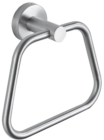 DIYZON Toallero de Níquel Cepillado, Accesorio de Baño de Acero Inoxidable 304, Toallero Montado en la Pared con Diseño Trapezoidal, Incluye Tacos y Tornillos (Montaje con Taladro)