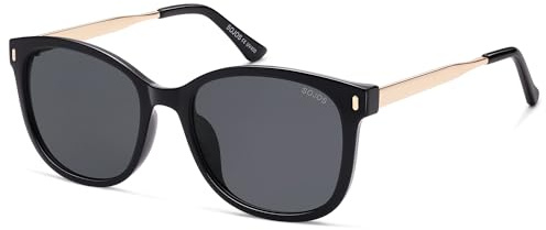 SOJOS Classic Square Polarized Sunglasses for Women Oversized Trendy Retro UV Protection Shade SJ2640 Black Frame Grey Lens