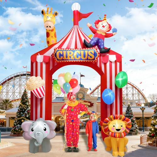 Kalolary Arco gonfiabile per feste da circo, 3 m, decorazione per esterni, gonfiabile, con LED integrato, per carnevale, compleanno, Halloween, Natale, esterni, cortile, giardino, decorazione