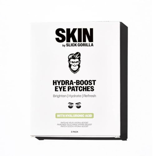 Slick Gorilla Mascarillas para el contorno de ojos (3 pares negras) Parches de gel hidratantes para ojeras, ojos hinchados y bolsas bajo los ojos Colágeno y Ácido Hialurónico mascarilla contorno