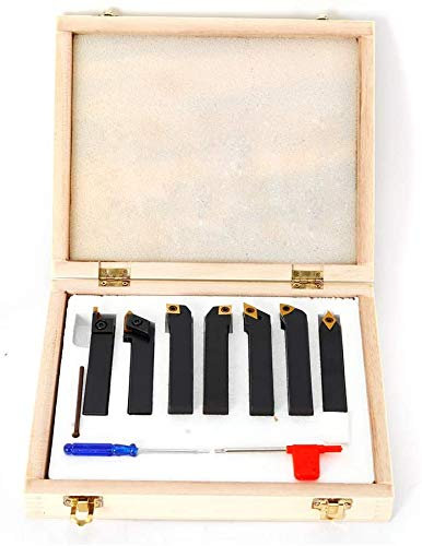 OUBAYLEW 7 tlg Drehstahl Satz 16 mm mit Wendeplatten Drehmeißel-Set, Drehstähle
