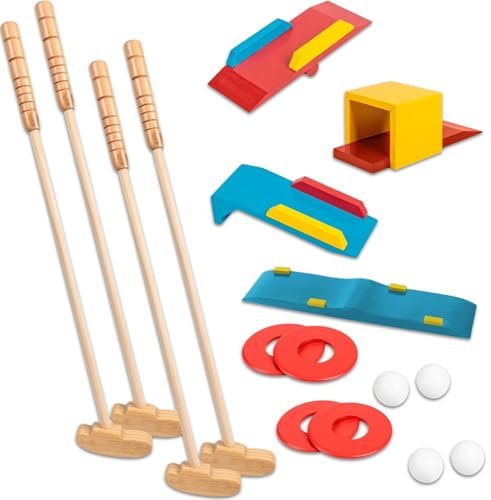 Quickdraw 4 Player Holz Crazy Mini Golf Kurs Set Außen- Familie Kinder Garten Spiel