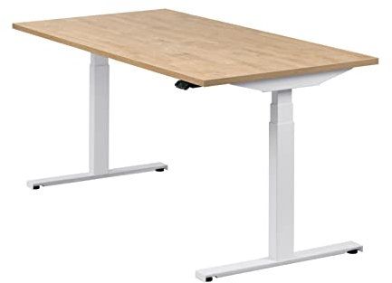 boho office® Höhenverstellbarer Schreibtisch 160 x 80 cm - Elektrisch, Made in Denmark, 2 Motoren, 3-Fach Teleskop, Appsteuerung u. Kollisionsschutz - Easydesk Weiß inkl. Tischplatte in Wildeiche