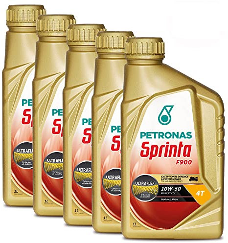 Petronas Kit 5X Sprinta Olio Motore 4T 100% Sintetico 4 Tempi F900 10W-50-5 Confezioni da 1 Litro