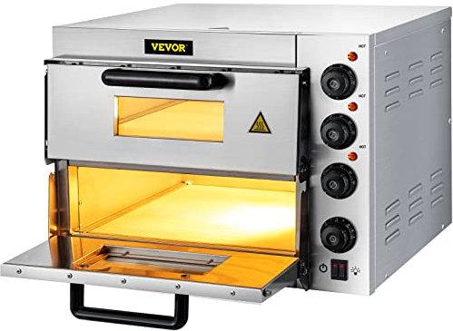 VEVOR Four à Pizza Électrique 3000 W Mini-Four à Chaleur 50-350 ℃ Four à Pizza Portable en Acier Inoxydable (2 Étagère)
