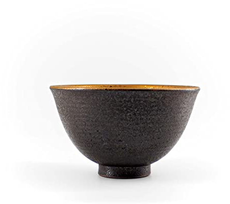 MEDARU Chawan Matcha-Schale 400 ml Ø 12,5 cm japanisch Tee-Schale Keramik Schwarz Kupfer