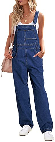 Roskiky Peto para mujer, pantalones vaqueros holgados de corte holgado, mono recto de pierna ancha, pantalones vaqueros elásticos, XXL
