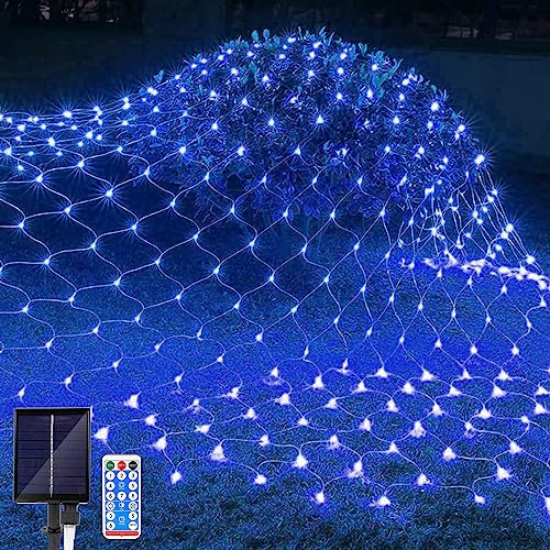 JIMACRO Filet Lumineux Solaire Extérieur, 1.5 m x 1.5 m 96 LEDs Guirlande Lumineuse de Filet avec Télécommande, 8 Modes, Etanche Guirlande Lumineuses pour Noël, Fête, Anniversaire, Mariage