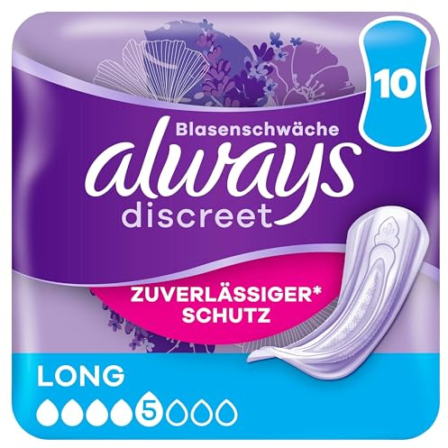 Always Discreet Inkontinenzeinlagen Für Frauen Long 10 Stück Rundumschutz Unglaubliche Diskretion