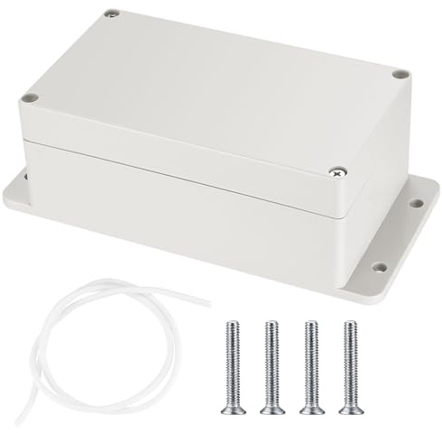 Electronic Connection Box, Waterproof IP65 Junction Box, Surface-Mounted Distribution Box, Mounting Case, Electronic Project Enclosure, Plastic Housing (grey-white with fixed ears, 158x90x60mm)