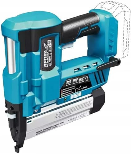 DEDRA Tacker, Nagler 2-in-1, pneumatisches Akku-Tackergerät, 18V, Tacker-/ Nagellänge bis zu 50 mm, LED-Beleuchtung, ohne Akku und Ladegerät, Magazin mit großer Kapazität (100 Stück)