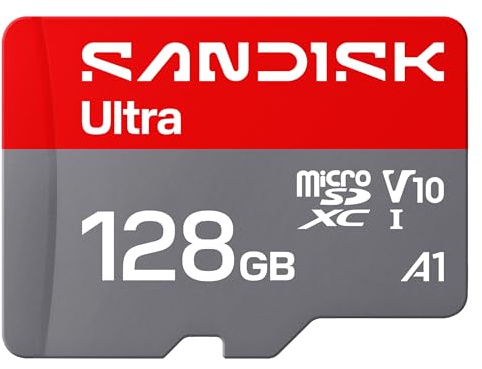 SANDISK Ultra microSDXC 128 GB, UHS-I-Karte + SD Adapter (bis zu 195MB/s Lesen, Full-HD-Video, V10, U1, C10, A1) Karte für Android-Smartphones oder -Tablets, Kameras und Laptops
