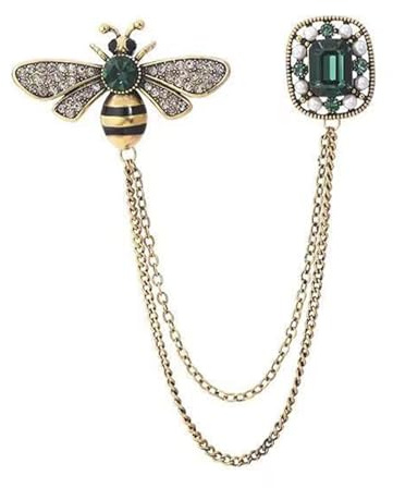 Broche Abeja Vintage con Cristales CZ y Cadenas con Flecos, Pin de Solapa Elegante Unisex, Accesorio para Sombrero, Bufanda, Corbata, Regalo de Joyería Fina