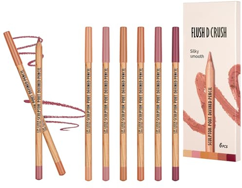 LOPHE Lip Liner Set 6Pcs,Rich Brown Deep Shades with Sharpener | With sharpener,neutral to deep,1.5g each,for defined lips,daily makeup,easy to apply