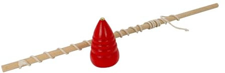 GICO Peitschenkreisel aus Holz in diversen Farben, Peitsche mit Schnur und Kreisel - Qualität Made in EU – 6445 (Rot)