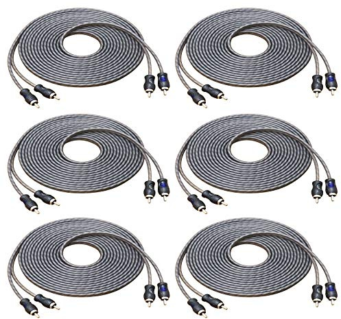 RECOIL RCI217-6 99.99% Oxygen Free Copper 17ft 2-Channel RCA Audio Cable Twisted Pair with Noise Reduction 6 Pack