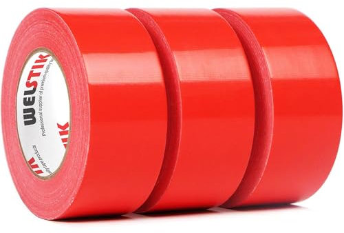 WELSTIK Professionelles Klebeband, 48 mm x 27 m, wasserdicht, für Reparaturen, Heimwerker, Handwerk, Innen- und Außenbereich, Rot