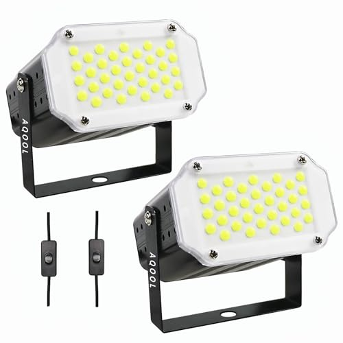 2-Pack Halloween White LED Strobe Lights, Super Bright Mini 36 LED Strobe Light for Parties, Sound Activated & Flash Speed Control Stage Lighting for Halloween Dance Christmas Decoration Club