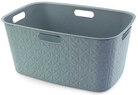 Curver Coffre à Linge Softex 45L - Design Élégant - Léger et Pratique - 70% recyclé - 59 x 39 x 27 cm - Bleu