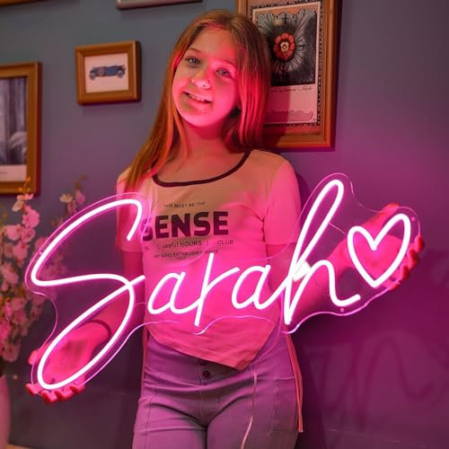 Neon Schild Personalisiert, JEMESI Personalisierte Led Leuchtschilder 11 Farboptionen Individuelle für Hochzeit Geburtstag Party Gaming Zimmer Geschäft Salon Bar Deko