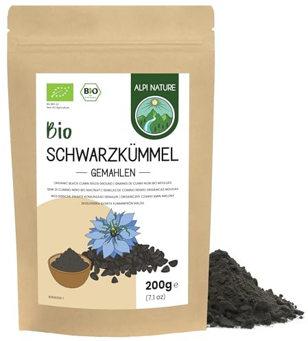 Alpi Nature Cumin Graines Noir BIO Moulues 200g, Poudre de Cumin Noir pour la Cuisine et la Pâtisserie