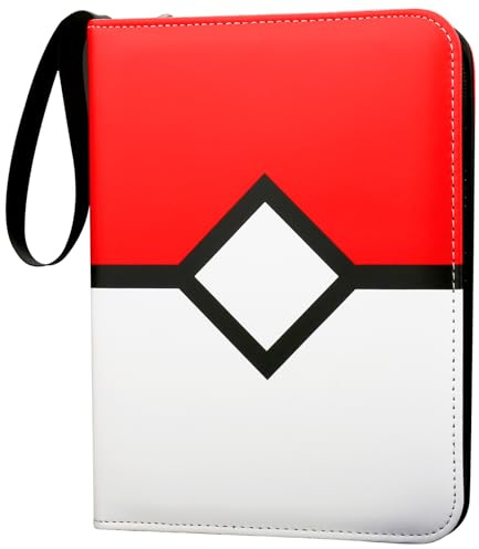 Card Binder with 4 Pockets with Zipper for 50 Pages, 400 Reversible Pocket PU Waterproof Collector's Binder, 3-Ring Zipper Collector Card Album for MTG TCG Sports Cards Game Cards