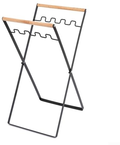 Portátil plegable para bolsa de hojas Soporte de basura para actividades al aire libre (negro)