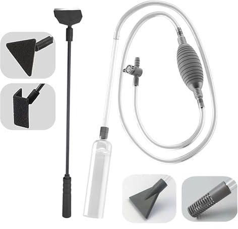 ZYQUES Fish Tank Cleaning Kit, Aquarium Cleaning Kit Fish Tank Gravel Cleaner with 1.7m Fish Tank Suction Pipe and Algae Scrapers Triangle Flat Brush Right Angle Brush
