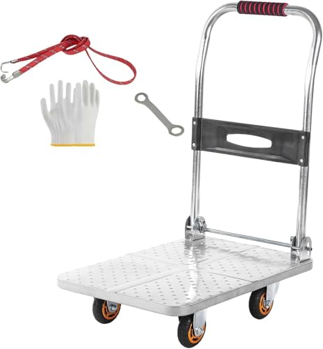 GWZHQIF Carro Plegable con Plataforma,150kg Carro de Transporte Industrial,Plataforma Rodante de Acer con Ruedas de Goma TPR,para Carga y Almacenamiento(Size:60x40cm)