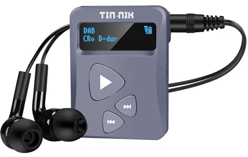 Tin-Nik DAB-398WS-DB Radio portable DAB/DAB+/FM, mini radio de poche numérique RDS-FM avec batterie rechargeable, écouteurs, choix de petits et grands